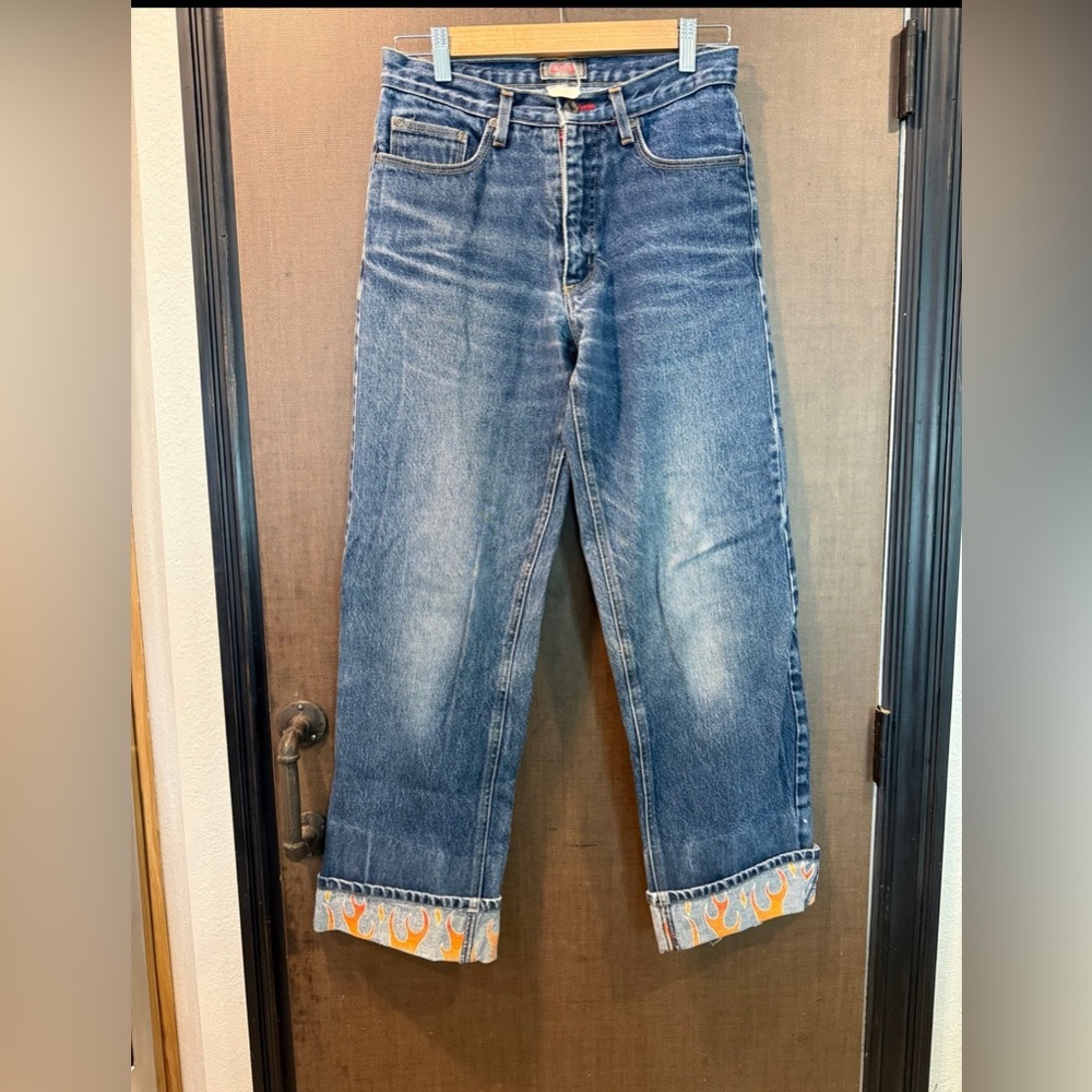 Von Dutch Straight Leg Jeans with Flame Cuffs